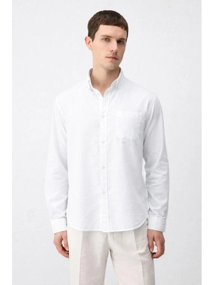 Antioch Beyaz Yaka Düğmeli Pamuklu Erkek Gömlek