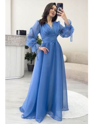 Thezkscom-Karpuz Kol Asimetrik Etek Prenses Abiye Elbise Pudra,gold,bej,siyah,beyaz,yeşil,indigo,lila,mavi