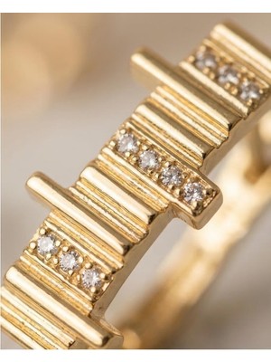 Mervan Takı Xuping Gold Kaplama Geometrik Tasarım Zirkon Taşlı Küpe