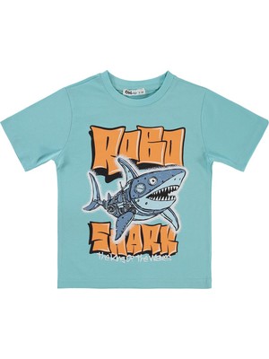 Civil Boys Robo Shark Basklı 2-5 Yaş Tişört - Yeşil