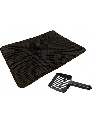 Kürek ve Elekli Kedi Tuvalet Önü Paspası Set 60 x 43 cm Gri
