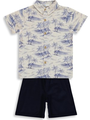 Civil Boys Palmiye Desenli 2-5 Yaş Takım - Lacivert