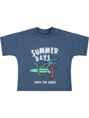 Civil Baby Summer Days Baskılı 3-12 Ay Tişört - Mavi
