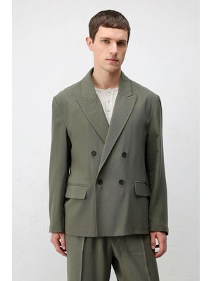 Antioch Haki Modal Karışımlı Relaxed Fit Erkek Blazer Ceket