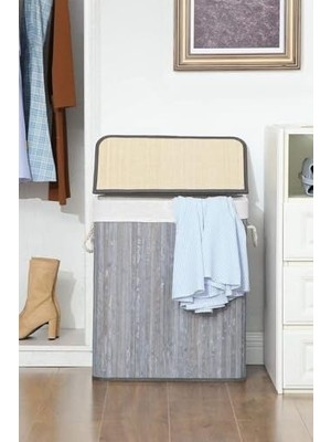 Deconox El Yapımı Hasır Katlanır Çamaşır Sepeti Dikdörtgen 72 Litre (40CM*30CM*61CM), Doğal Malzemeden Üretilmiş Çamaşırlık