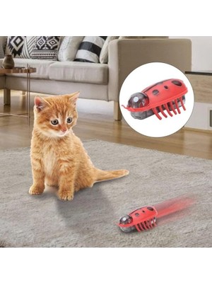 Busstier Uğur Böceği Hareketli Kedi Oyuncağı, Otomatik Hareket Eden Uğur Böceği Şeklinde Kedi Oyuncağı