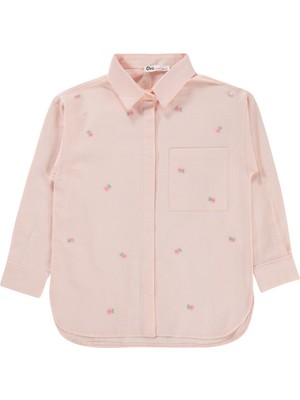 Civil Girls Renkli Çiçek Nakışlı 6-9 Yaş Gömlek - Pudra