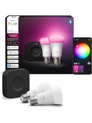 Philips Huewca 9W E27 Renkli Akıllı Ampul 2'li Pro Başlangıç Seti (Bridge Pro V3 Dahildir)
