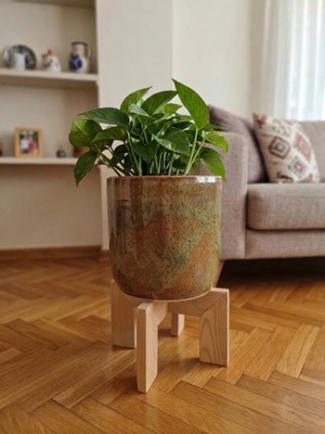 Ahşap Saksı Standı - 4 Renk 25 cm x 15 cm Saksılık - Saksı Altlığı , Bitki Standı ve Çiçeklik