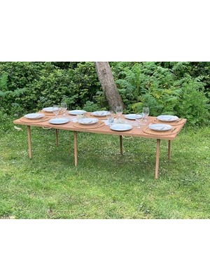 Katlanır Kamp, Piknik ve Bahçe Masası 75X200 cm - Ceviz Renk