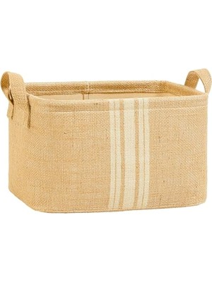 Ocean Home Textile Çizgili Jüt Sepet 30 x 21 x 18 cm