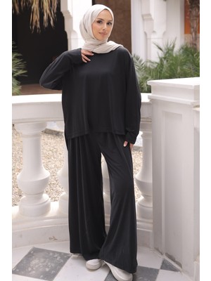 İmaj Butik Siyah Sweat Pantolonlu Modal Takım