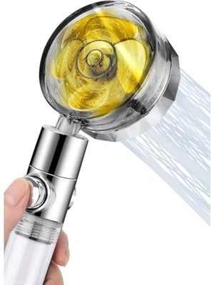 Turbo LED Işıklı Duş Başlığı Pervaneli Filtreli Su Tasarruflu Duş Başlıgı Turbo El Duşu Banyo Fiskiyesi LED Işıklı Lüks Duş Başlığı