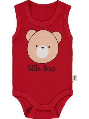 Civil Baby Little Bear Baskılı 1-36 Ay Çıtçıtlı Badi - Kırmızı