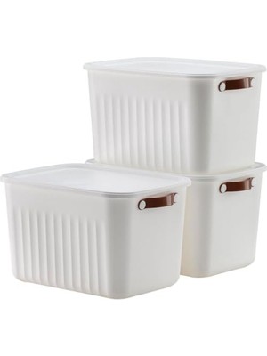 3 Adet Modern Kapaklı Saklama Kutusu Seti -15 Litre – Beyaz -Taşınabilir Kulplu, Dolap Içi Düzenleyici, Çok Amaçlı Organizer Kutu, Oyuncak & Kıyafet Kutusu