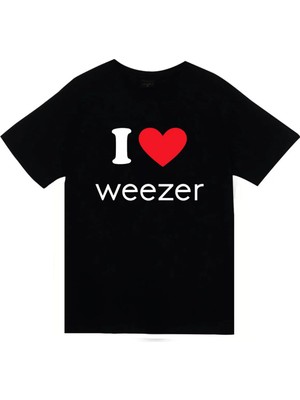stonedfame I Weezer Müzik Grubu Baskılı Unisex %100 Pamuk Siyah T-Shirt
