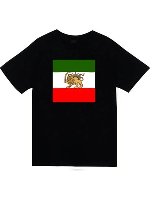 stonedfame Iran - Tarih - Devrim - Direniş - Şehzade Bayrağı - Pers Baskılı Unisex %100 Pamuk T-Shirt
