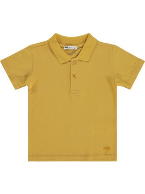 Civil Boys Erkek Çocuk Palmiye Nakışlı Polo Yaka 2-5 Yaş Tişört - Hardal