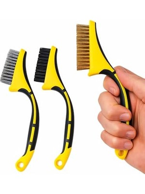 Dmax 3'lü Mini Tel Fırça Seti – Paslanmaz Çelik, Pirinç (Bakır) ve Naylon Kıllı Temizlik Fırçaları | Ocak, Musluk, Lavabo, Mutfak Köşe ve Dar Alan Temizliği Için Ideal