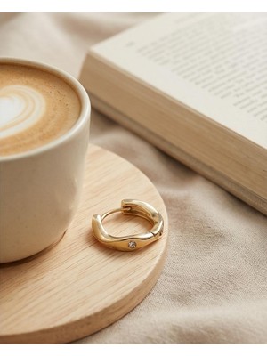 Mervan Takı Xuping Altın Renk Zirkon Taşlı Halka Küpe