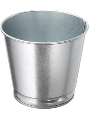 Galvanizli Gümüş Renk Saksı Bitki Çiçek Saksısı 9 cm Çelik