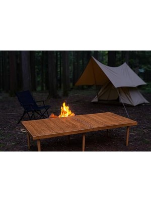 Katlanır Kamp, Piknik ve Bahçe Masası 50X50 cm - Ceviz Renk