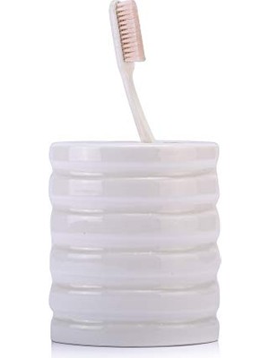 Seramik Diş Fırçalık Oval Çizgili Model