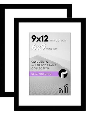 Americanflat 9X12 Resim Çerçevesi 2 Inç Siyah Set - Mat ile 6x9 Resim Çerçevesi Veya 9X12 Çerçeve Olarak Kullanın Matsız - Yatay Veya Dikey Ekran Için Pleksiglas Kapaklı Kolaj Resim Çerçeveleri