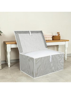 Çok Amaçlı Düzenleyici Kapaklı Sandık Tipi Kutu Hurç Organizer (60 x 40 x 30, Gri)