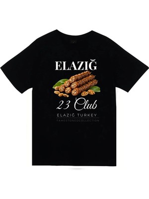 stonedfame Elazığ - 23 - Harput - Orcik - Şehir Baskılı Unisex %100 Pamuk Siyah T-Shirt