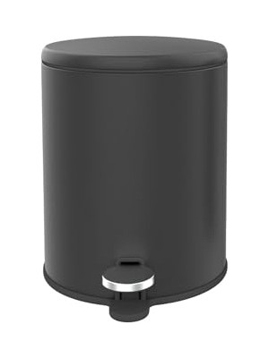 Stainless Steel Wastebin With Lid Soft Close And Inner Basket For Easy Garbage Removal Be Used In Home, Kitchen,office And Bathroom, 6 Liter,(Black Matte) M-E41-06-06M