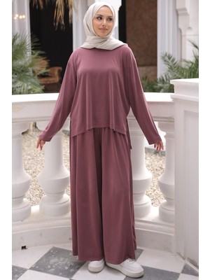 İmaj Butik Mürdüm Sweat Pantolonlu Modal Takım