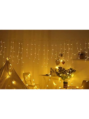 Tuba Toptaş 8 Fonksiyonlu Dekoratif Saçak LED Sarkıt Perde LED Eklenebilir LED Süsleme LED LED Işık Ledli Işık Yılbaşı LED Yılbaşı Işık Yılbaşı Süsü (4 Metre)