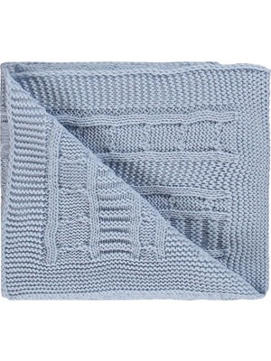 Civil Baby Saç Örgü Triko 95*100 Battaniye - Mavi