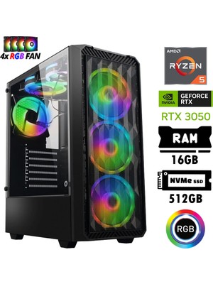 Xaser Nano X60 Ryzen 5 5500 16GB Ram 512GB M.2 Nvme SSD 6gb RTX3050 Oyuncu Hazır Tavsiye Sistem