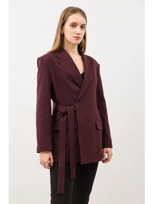 Antioch Bordo Kuşaklı Kadın Blazer