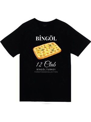 stonedfame Bingöl - 12 - Dağ - Doğa - Kültür - Şehir Baskılı Unisex %100 Pamuk Siyah T-Shirt