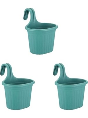 Tom1 Askılı Balkon Saksıları, 22,2 Cm, 3 Litre, 3 Adet Yeşil