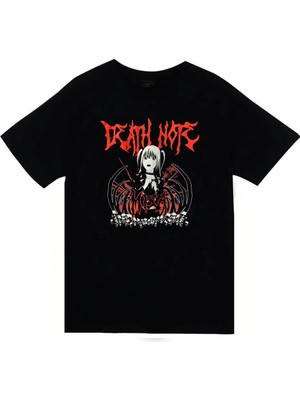 stonedfame Death Note - Misa Amane - Anime Baskılı Unisex %100 Pamuk Siyah T-Shirt