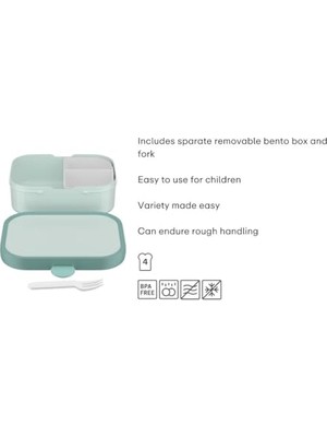 Mepal - Campus Yemek Kutusu, Bento Beslenme Kutusu, Çocuklar Için, Bento Bölmeli ve Çatallı, Yemek Hazırlama Kutusu, Klipsli Kilitli, Bpa Içermez ve Bulaşık Makinesinde Yıkanabilir, 750 Ml, Unicorn