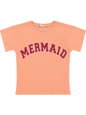 Civil Girls Mermaid Baskılı 6-9 Yaş Tişört - Pudra