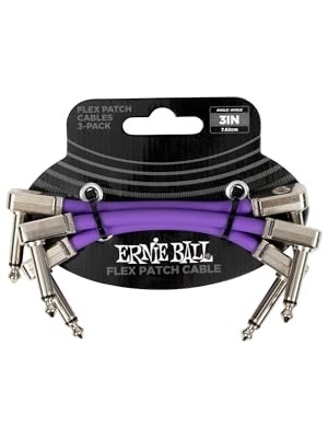 Ernıe Ball P06451 Flex Patch 3in- Cable -Purple 3 Pack