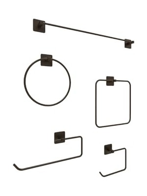 Alper Banyo Yapışkanlı Aksesuar Seti Havluluk T.kağıtlık ve Peçetelik Kare Siyah 5 Li Set