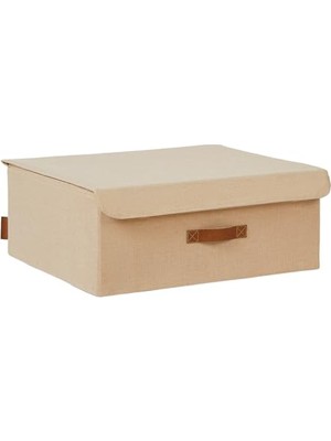 Ocean Home Textile Jüt Keten Kumaş Kapaklı Kutu 48 x 40 x 19 cm