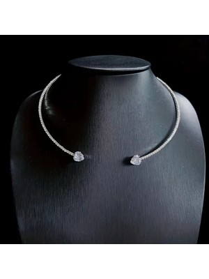 Blue Cat Bijouterie Zarif Kalp Şeklinde Taşlı Gerdanlık Kolye