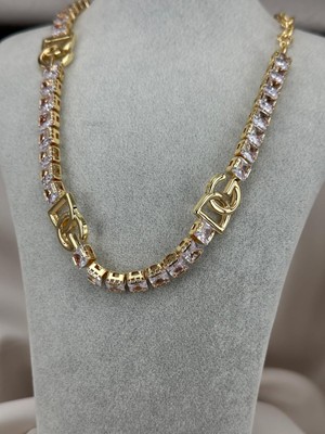 ZS Aksesuar Gold Renk Taşlı Zincir Şık Kolye