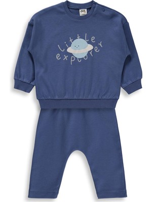 Civil Baby Little Explorer Dünya Baskılı 6-18 Ay Takım - Mavi