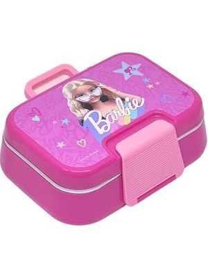 Bento 1030ML Lunchbox Barbie Temalı Lisanslı Tek Katlı 2 Bölmeli Paslanmaz Çelik Sefer Tası Yemek Kutu