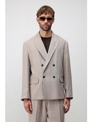 Antioch Bej Modal Karışımlı Relaxed Fit Erkek Blazer Ceket