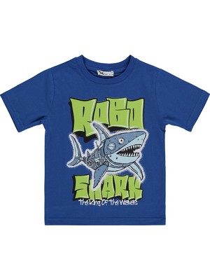 Civil Boys Robo Shark Basklı 2-5 Yaş Tişört - Mavi